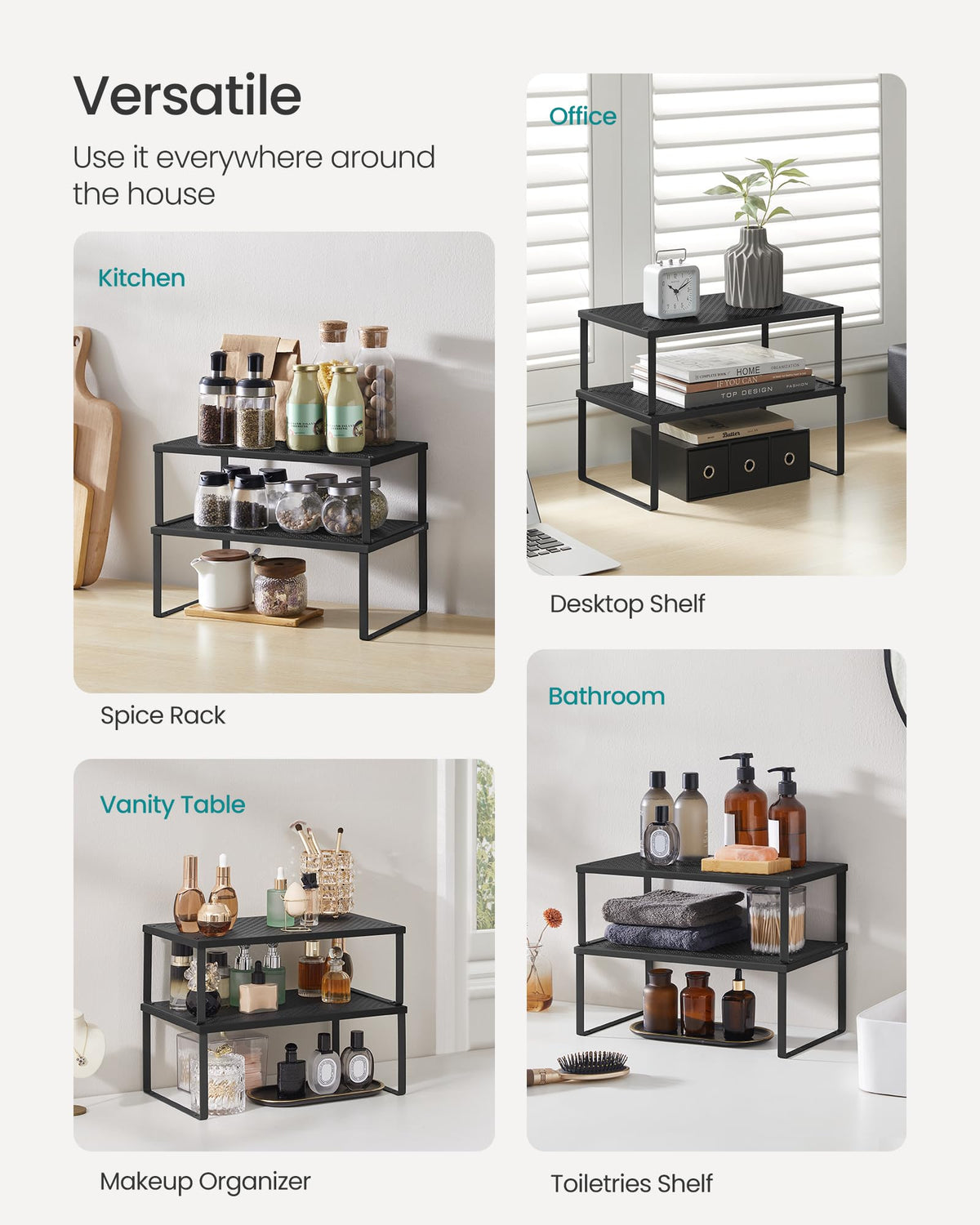 SONGMICS Spice Racks countertop use keeps spices within reach.