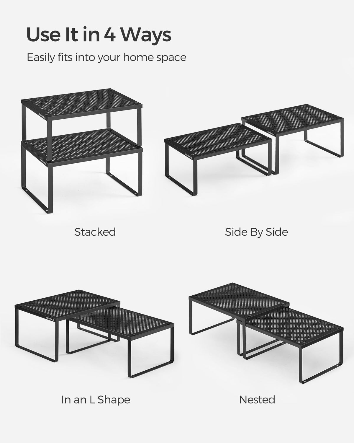 SONGMICS Spice Racks easy clean surface simplifies kitchen maintenance.