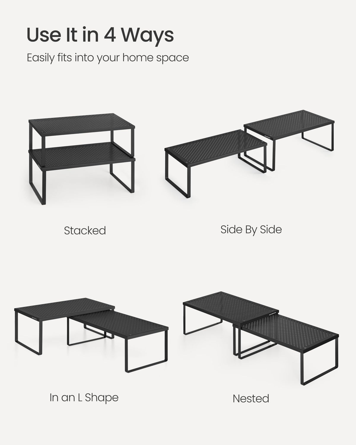 SONGMICS Spice Racks heavy-duty shelves support up to 35 pounds.