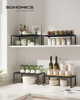 SONGMICS Spice Racks small shelf ideal for compact countertop organization.