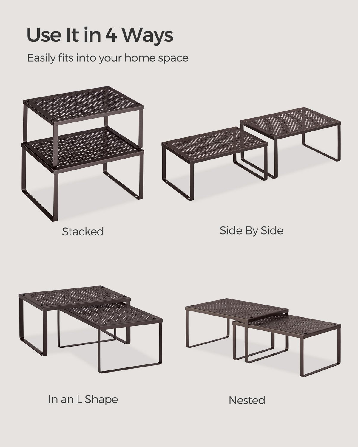 SONGMICS Heavy-duty shelves support 22 lb per shelf for sturdy storage.