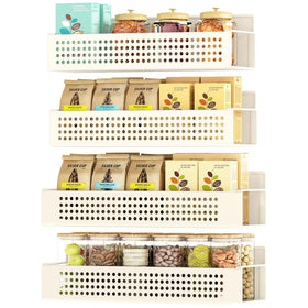 SONGMICS magnetic spice rack on fridge with large shelf holding jars securely