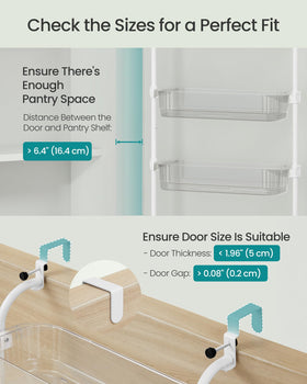 Songmics top hooks and bottom stickers keep the unit stable on doors.