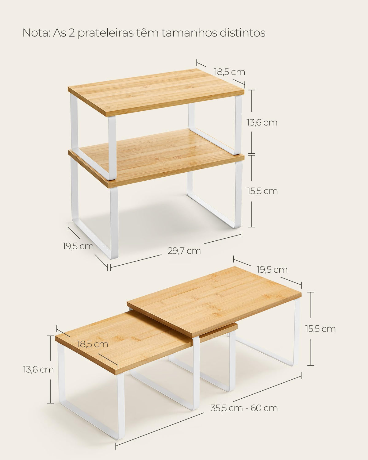SONGMICS two-tone design complements kitchens with cloud white and beige tones.
