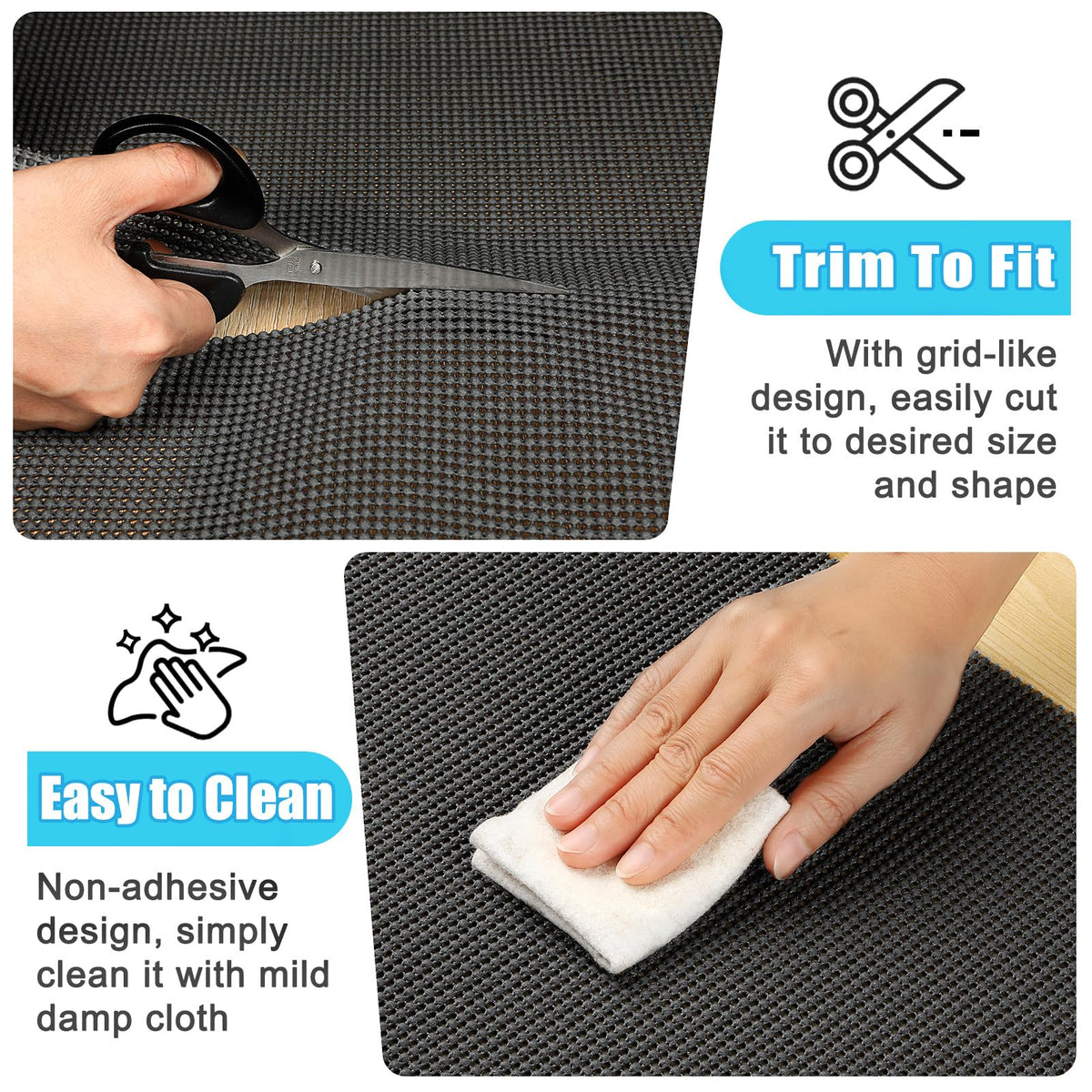 Liner being cleaned with mild soap for easy maintenance.