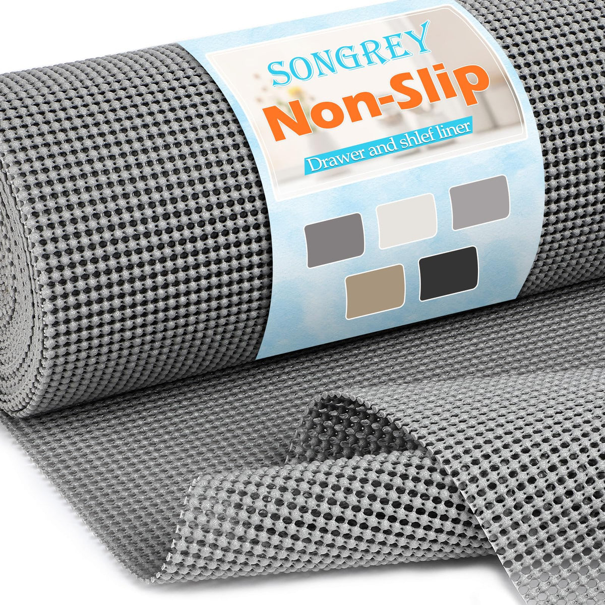 Songrey non-adhesive drawer liner in dark gray for durable protection