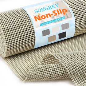 Songrey non-adhesive drawer liner laid flat, preventing slips and scratches in kitchen drawers.