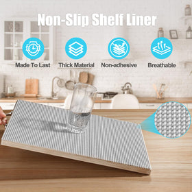 Songrey non-slip liner in-drawer closeup demonstrates grip that keeps items in place.