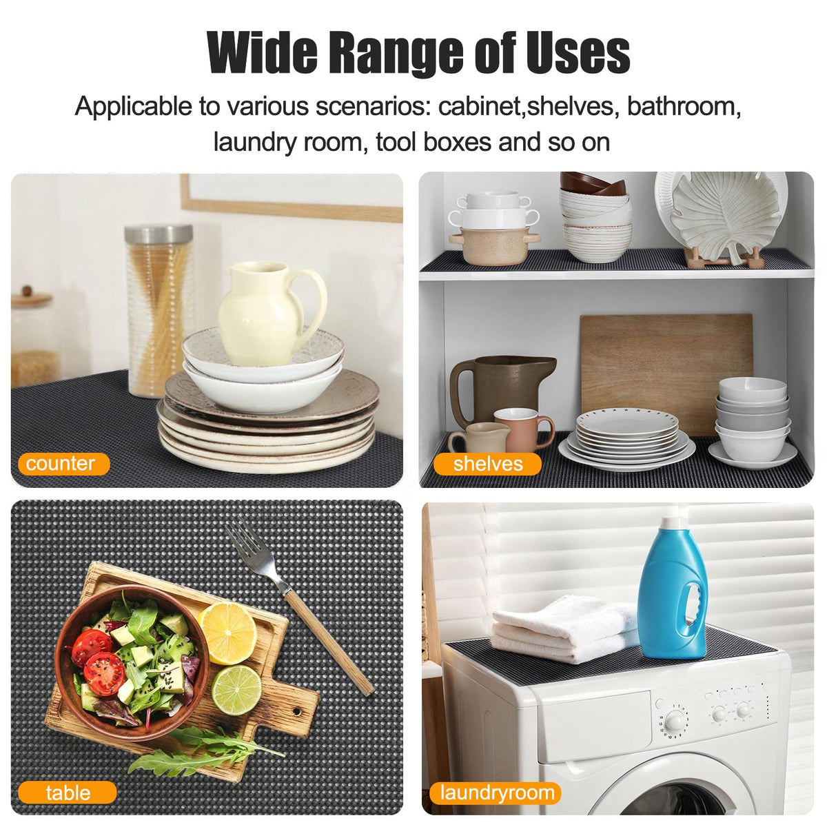 Songrey liner used in bathroom or storage spaces for organization.