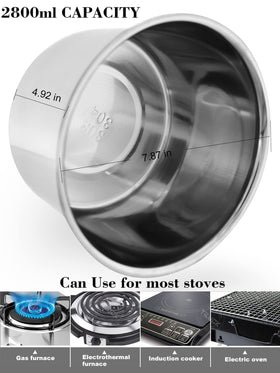 Songziming 2800ml stainless steel pot side view shows sturdy construction.