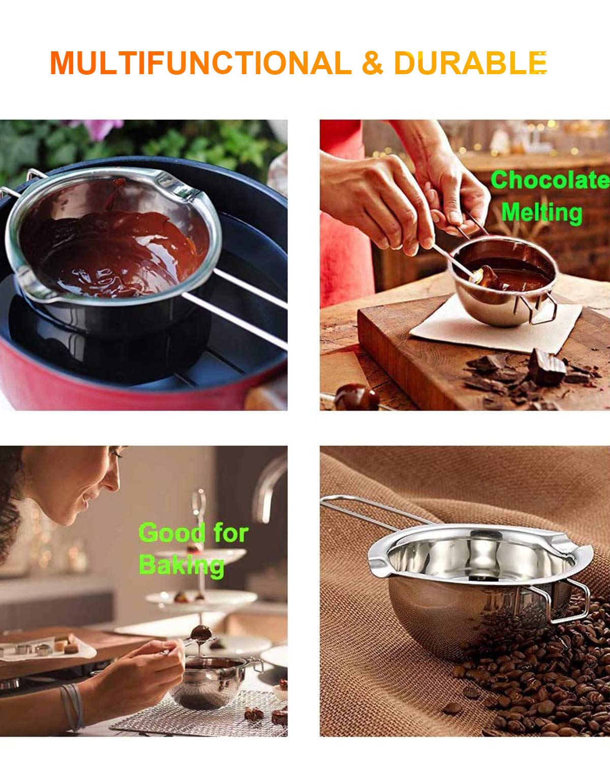 Songziming versatile double boiler for chocolate, candy, and candle-making tasks.