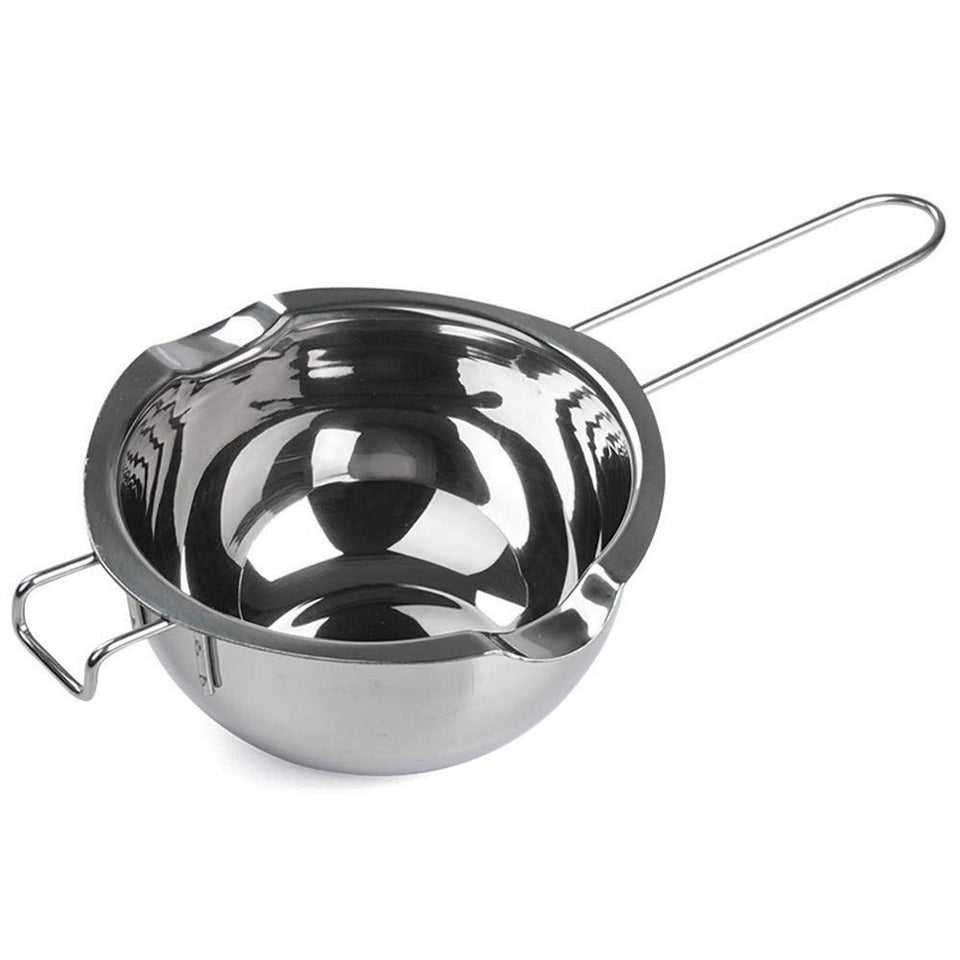 Songziming stainless-steel double boiler on stove, ideal for gentle melting.
