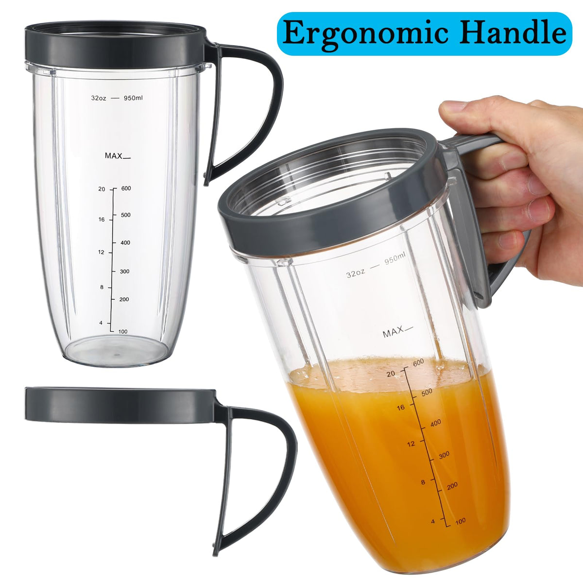 Sonkettek flip-top lid - easy-to-carry to-go cap for Nutribullet cups.