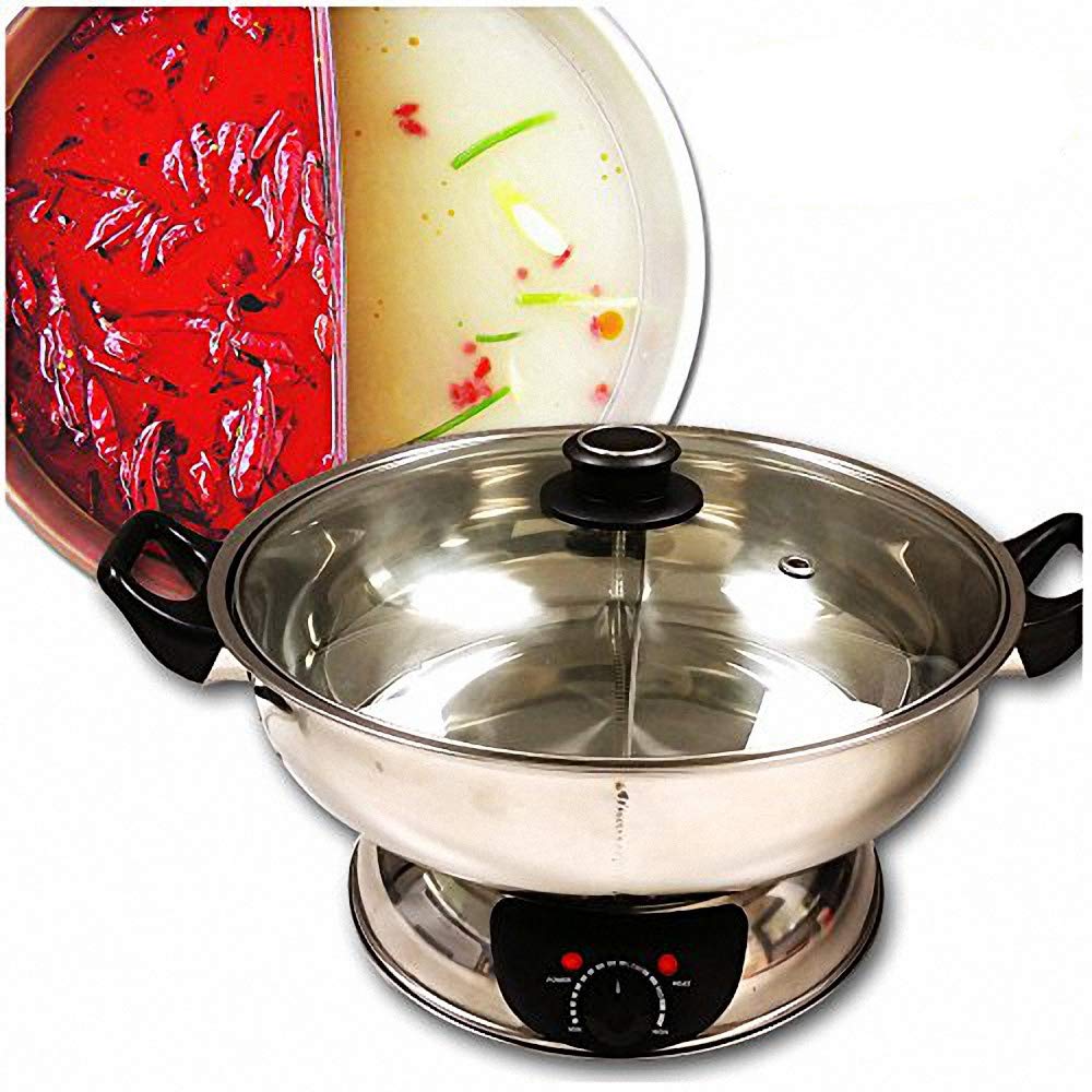 Sonya 5.1 L electric dual-sided hot pot top view, ideal for family dinners.