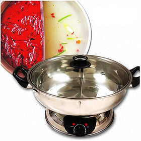 Sonya 5.1 L electric dual-sided hot pot top view, ideal for family dinners.