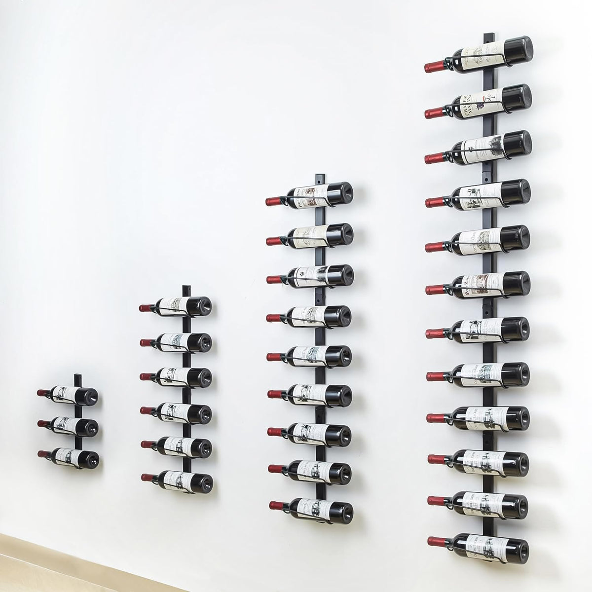 Sonyabecca 2-pack wall rack installation showing organized wine storage on a wall.