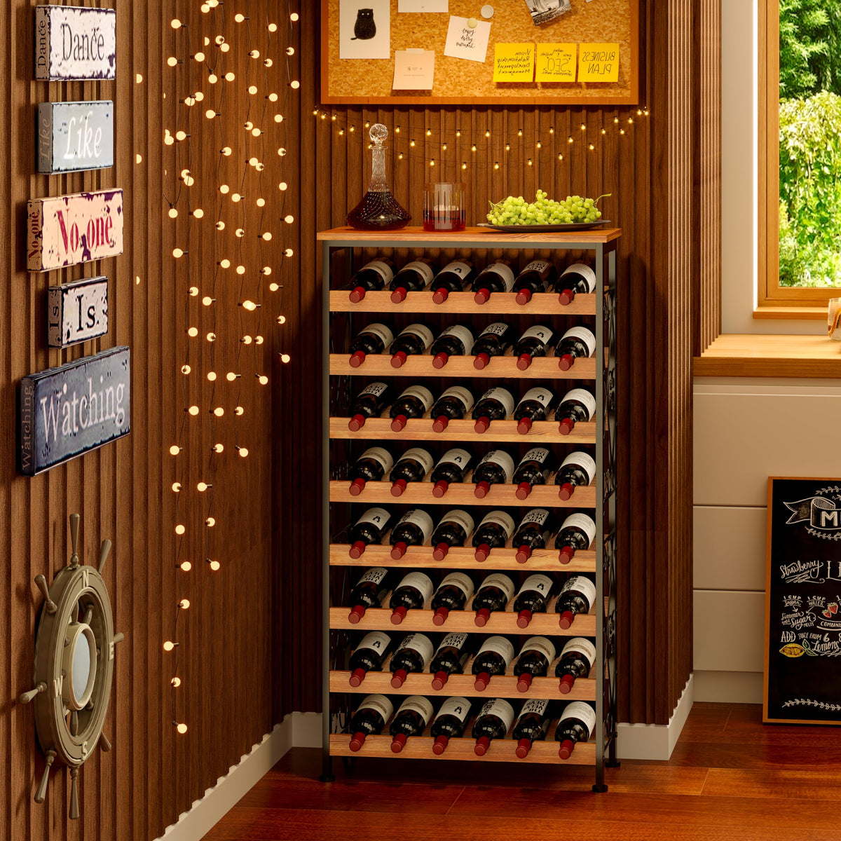 Sonyabecca rustic farmhouse-style wine rack adds elegant charm