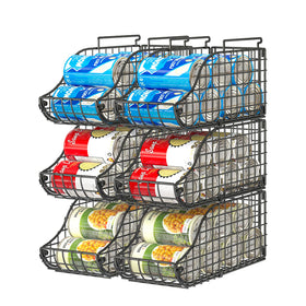 Sonyabecca six-pack can storage organizer on kitchen counter for clutter-free shelving.