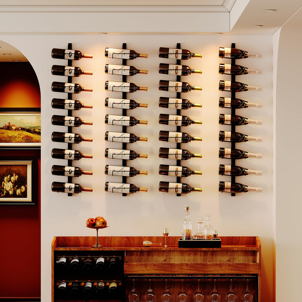 Sonyabecca sturdy metal wall rack supports bottles with durable construction.