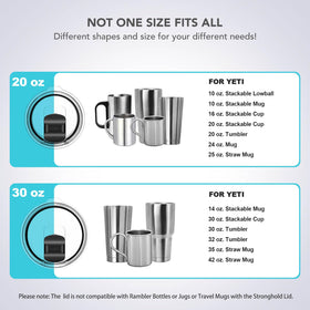 SOONSURE YETI 24oz Mug lid fit protects contents and enables easy refills