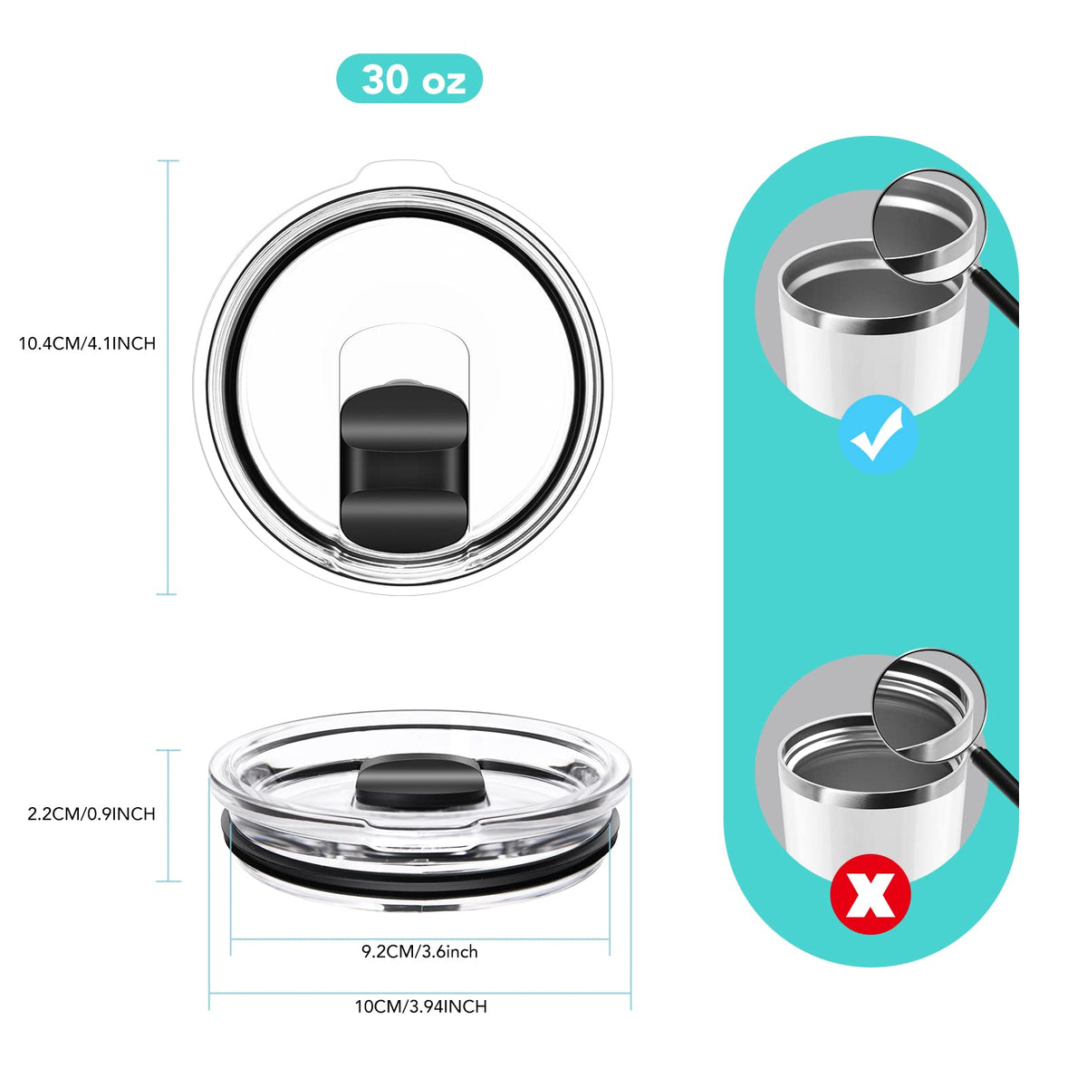 SOONSURE replacement lid for 14 oz mug with clear view of the beverage