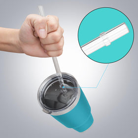 SOONSURE molded-in straw stopper keeps straw in place during travel.