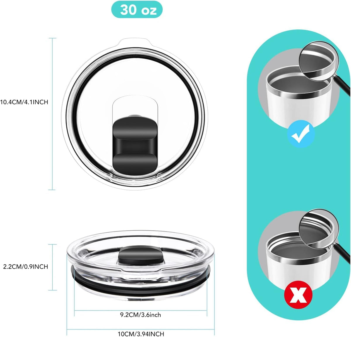Soonsure YETI 30oz tumbler lid replacement offering secure fit and debris protection.