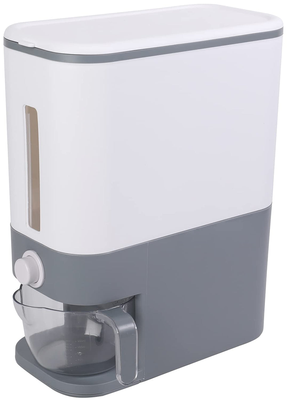 Sooyee rice dispenser with 22-lbs capacity and clear viewing window for easy monitoring