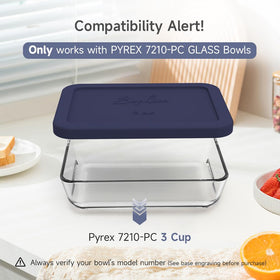 Sophico navy 3-cup rectangle lid provides airtight, leak-proof coverage for glassware.
