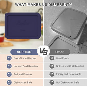 Sophico navy rectangle lid keeps fridge contents organized and odor-free.
