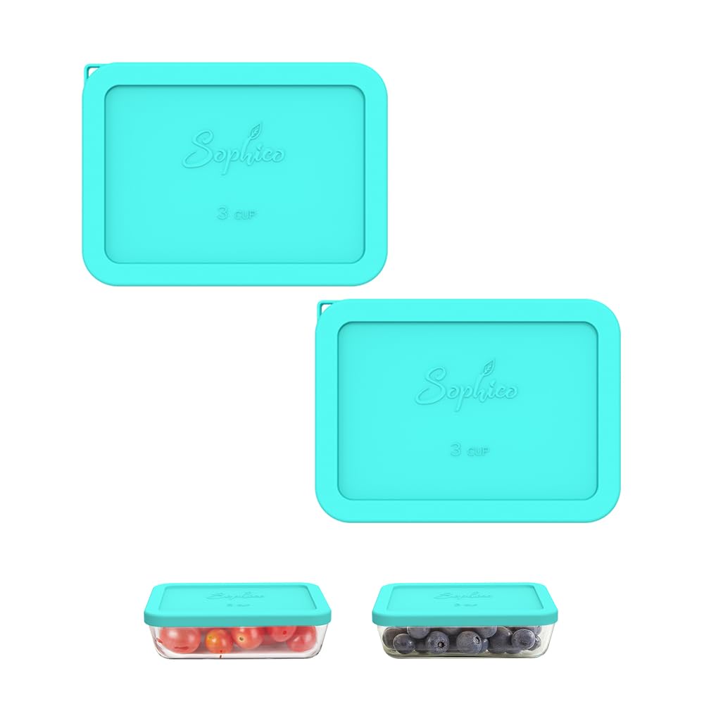 SOPHICO mint 3-cup rectangle silicone cover seals freshness
