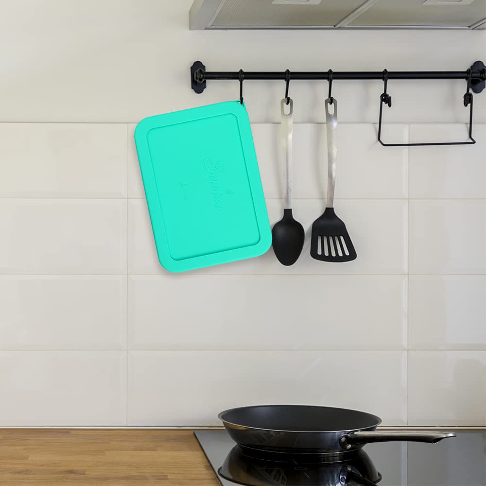 SOPHICO lid shown stacked for space-saving cabinet organization.