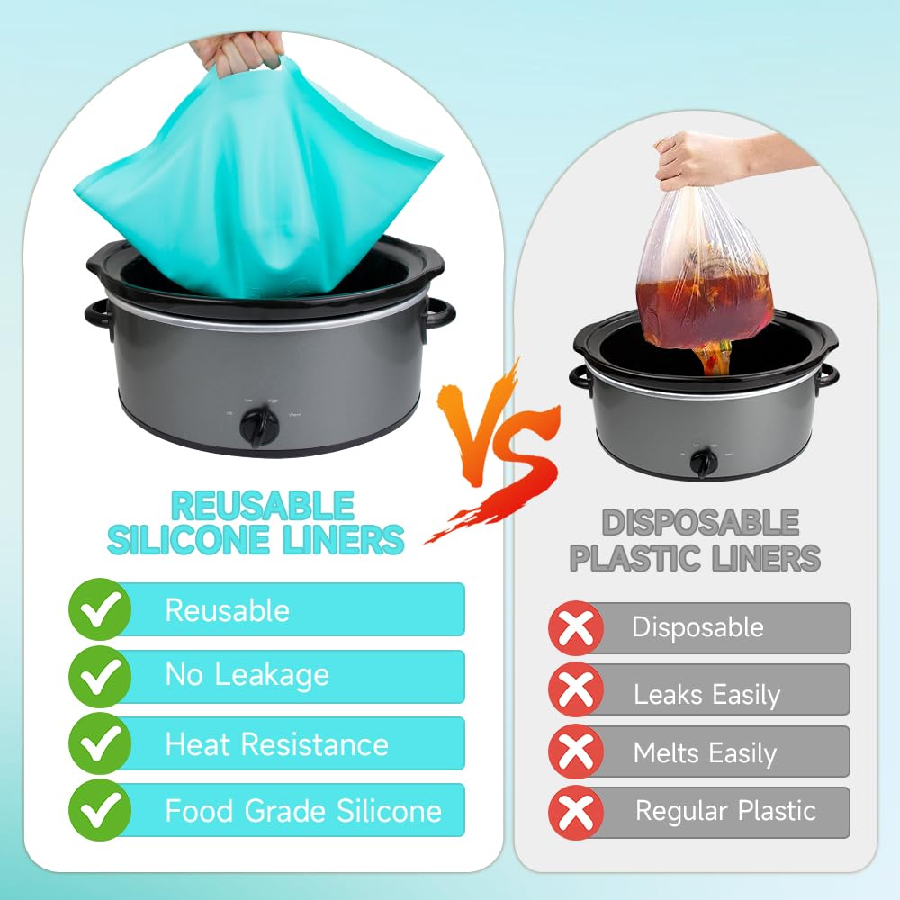SOPHICO ChefAid silicone liner fits 6-8 quart slow cookers for versatile dinner prep.