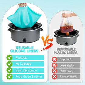 SOPHICO ChefAid silicone liner fits 6-8 quart slow cookers for versatile dinner prep.