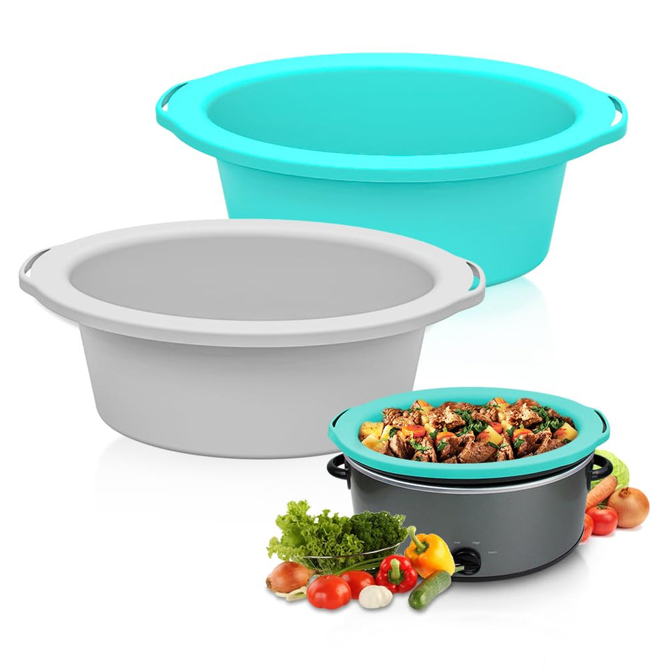 SOPHICO ChefAid silicone liner inside a crockpot for mess-free cooking and easy cleanup.