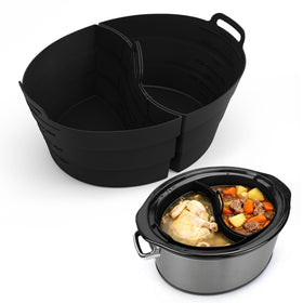 SOPHICO ChefAid divider liner in black fits 6-8 qt, reusable for dual-dish meals.