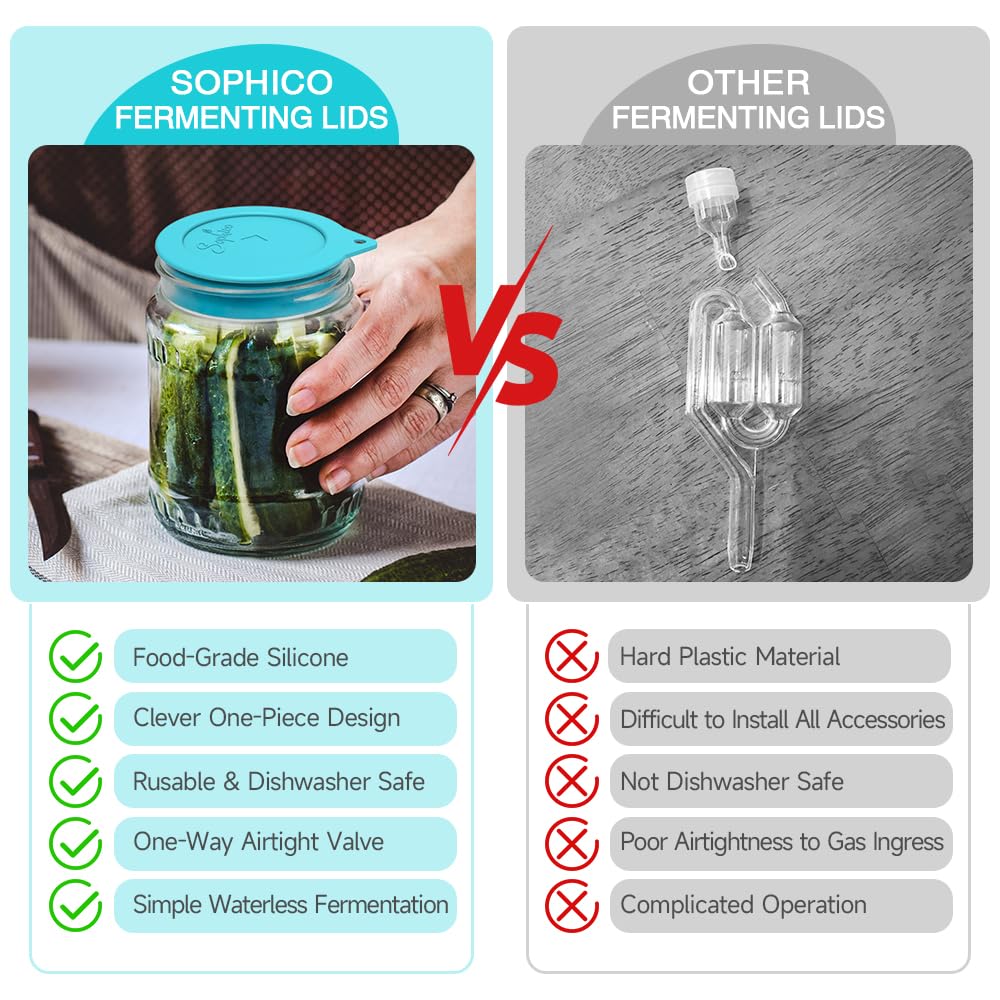 SOPHICO dishwasher-safe silicone lids simplify cleaning after fermentation sessions