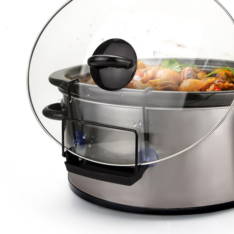 SOPHICO lid holder in stainless steel rack keeps lids organized and stable