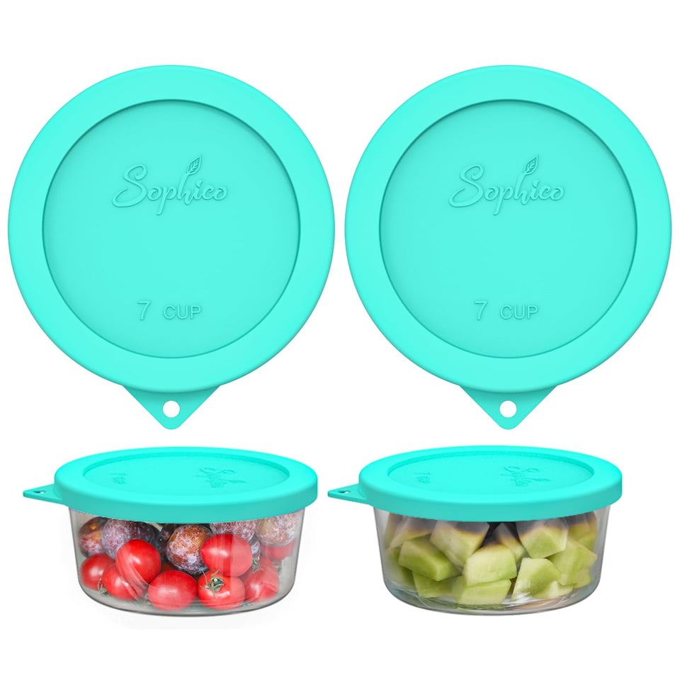 Sophico round silicone storage cover mint 2-pack fits 6-7 cup bowls to preserve freshness