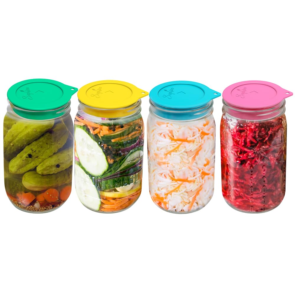 SOPHICO silicone fermenting lids with waterless airlock on a jar for easy fermentation