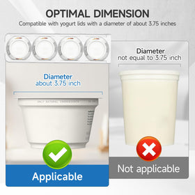 Transparent yogurt holder highlights 3.75-inch cups for quick viewing.