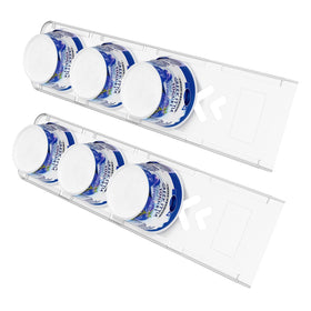 SOPHICO yogurt organizer in fridge with four sliders keeps shelves tidy.