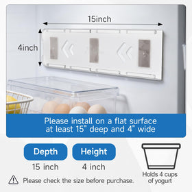 Adhesive tapes enable easy, secure fridge installation.