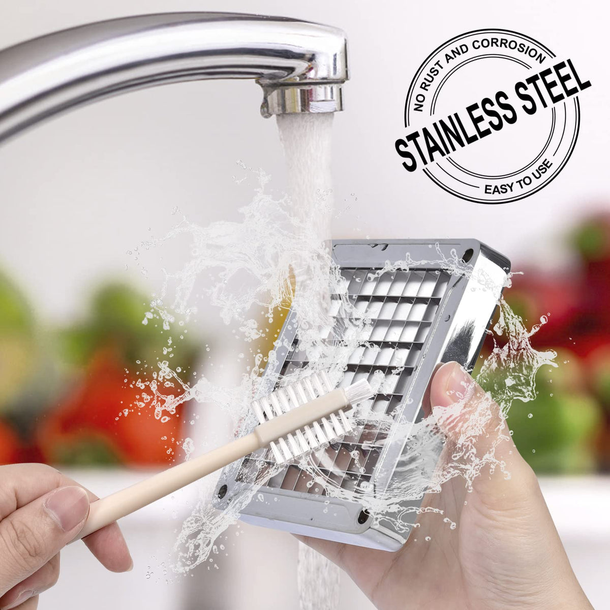 Sopito easy-clean design rinses quickly after prep.