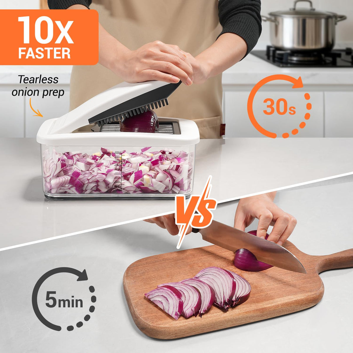 Sopito finger guard enhances safety during chopping tasks.