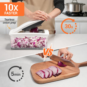 Sopito finger guard enhances safety during chopping tasks.