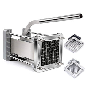 Sopito French fry cutter in stainless steel ready for quick, even cuts.