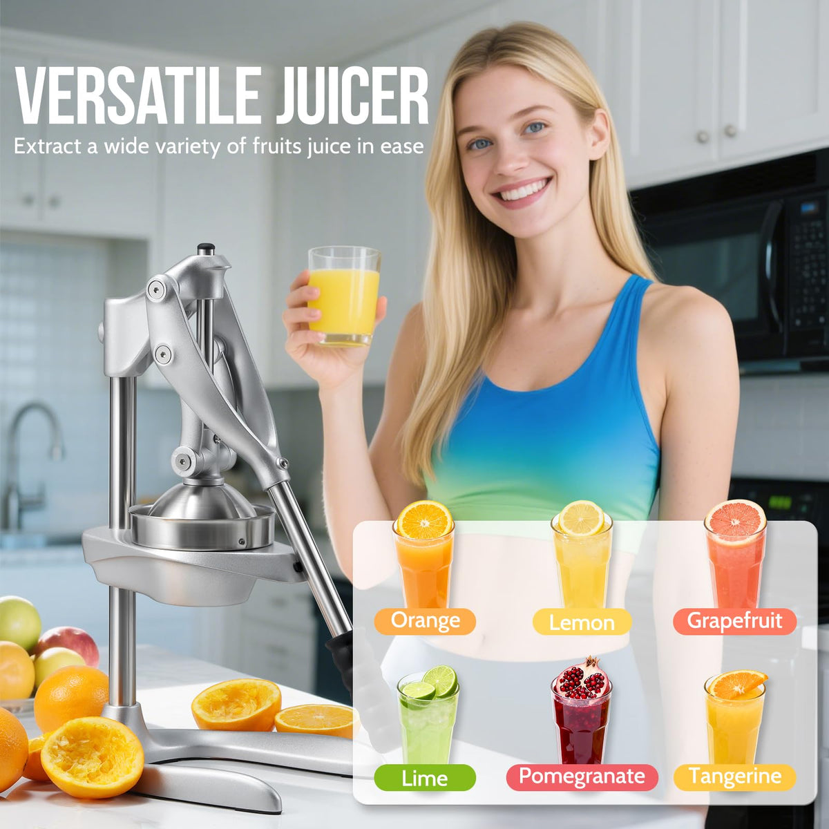 Sopito large-capacity juicer bowl fits most oranges and other fruits.
