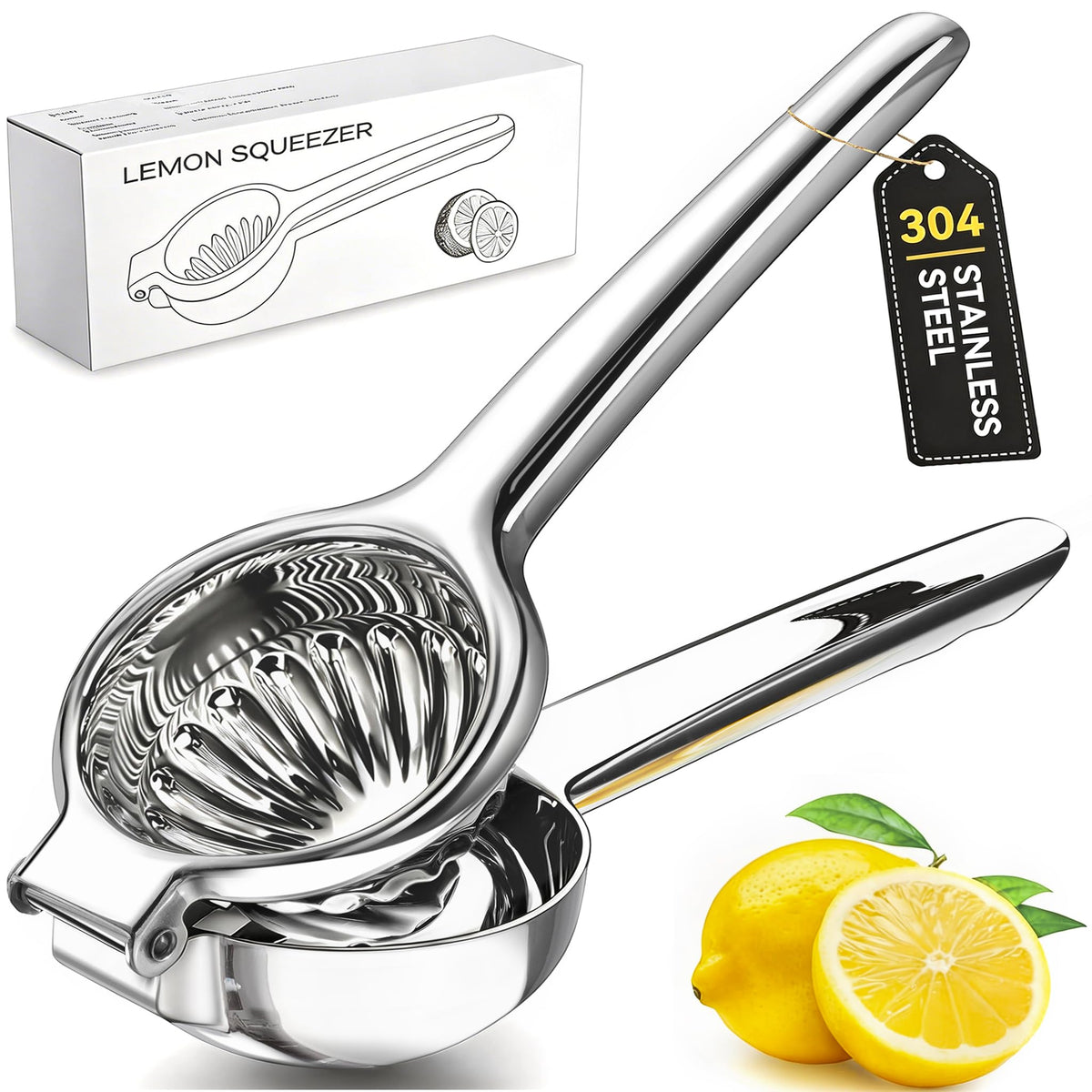 Sopito lemon juicer in 304 stainless steel for seedless juice.