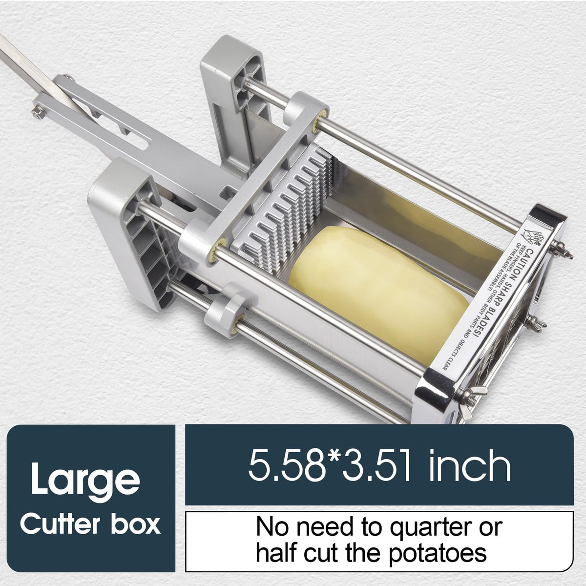 Sopito potato cutter with 1-2inch blade for uniform sticks.